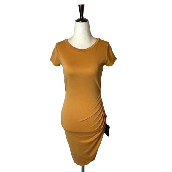 Lulus Orange Casual Allure Dark Mustard‎ Back Cutout Fitted Mini Dress XS - Picture 2 of 11